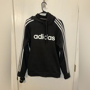 Adidas Black 3 stripe Hoodie Sweatshirt